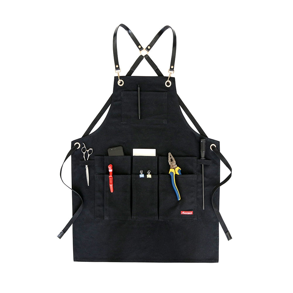 "Tablier de travail en toile durable unisexe avec poches à outils 75x60cm 4