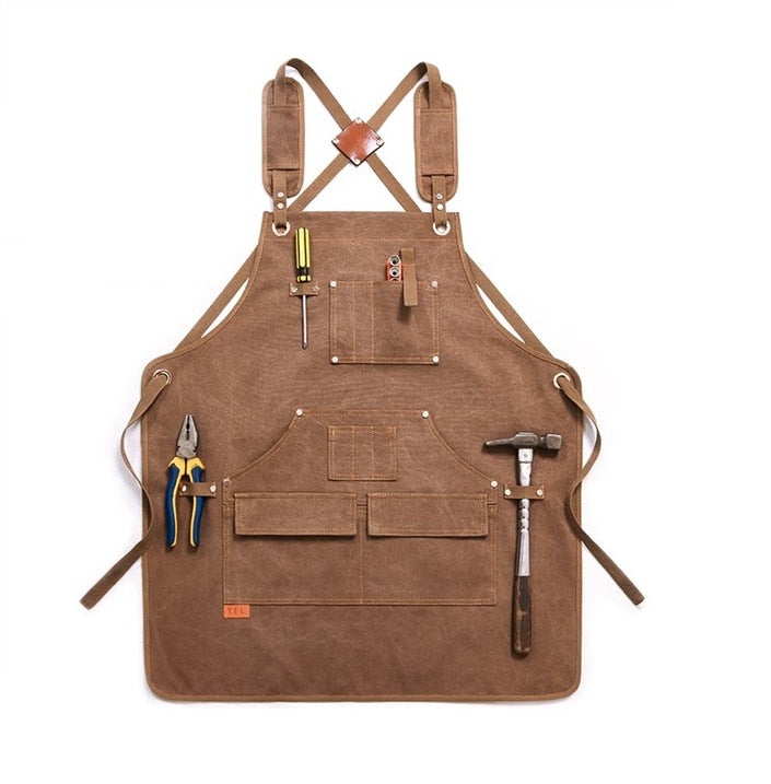 "Tablier de travail en toile durable unisexe avec poches à outils 75x63cm 1