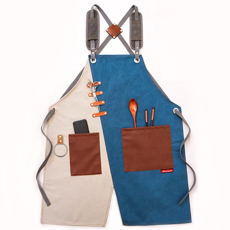 "Tablier de travail en toile durable unisexe avec poches à outils 75x63cm 3