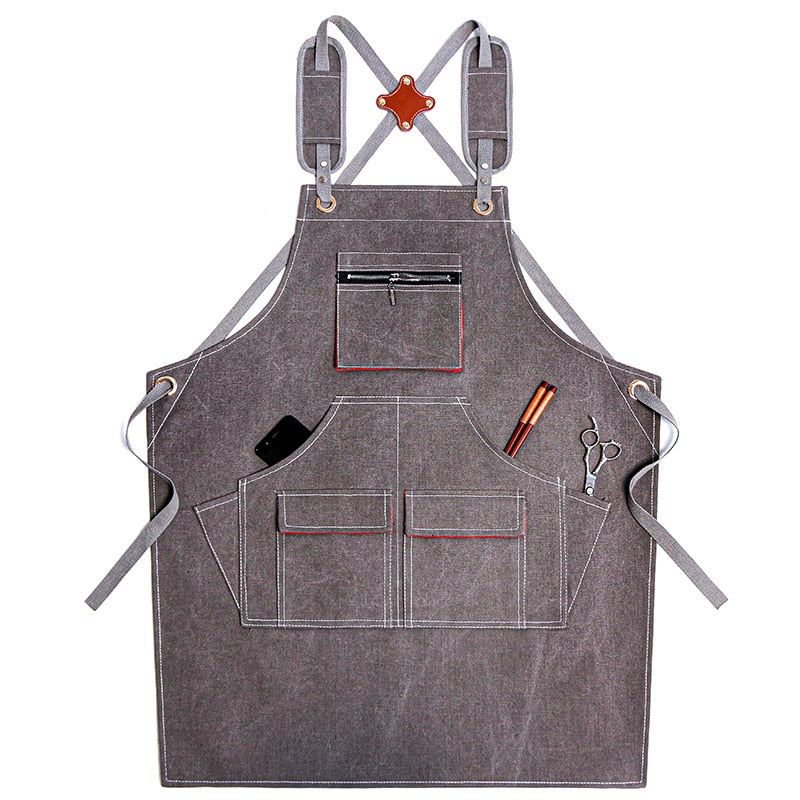 "Tablier de travail en toile durable unisexe avec poches à outils 75x60cm
