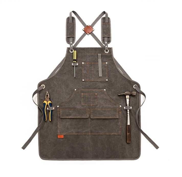 "Tablier de travail en toile durable unisexe avec poches à outils 75x63cm