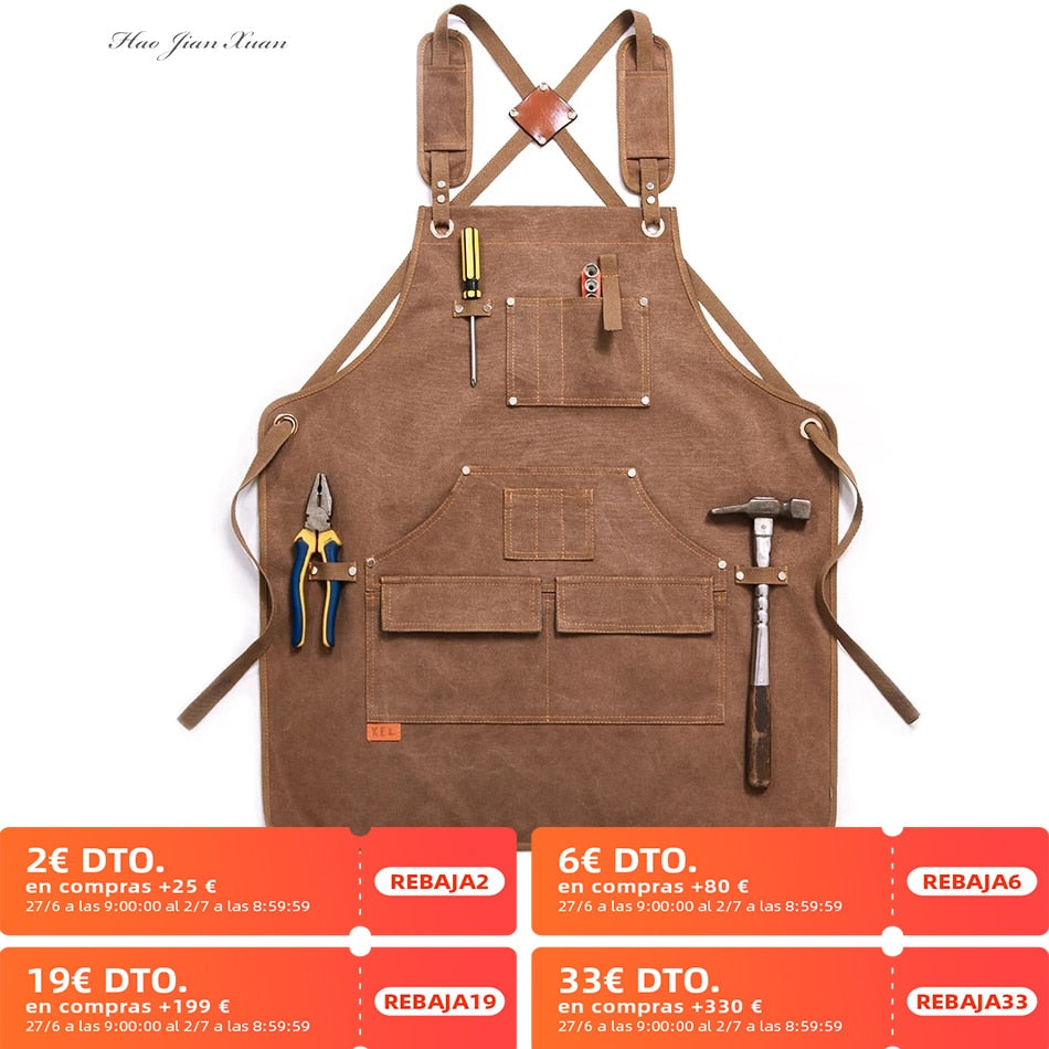 "Tablier de travail en toile durable unisexe avec poches à outils