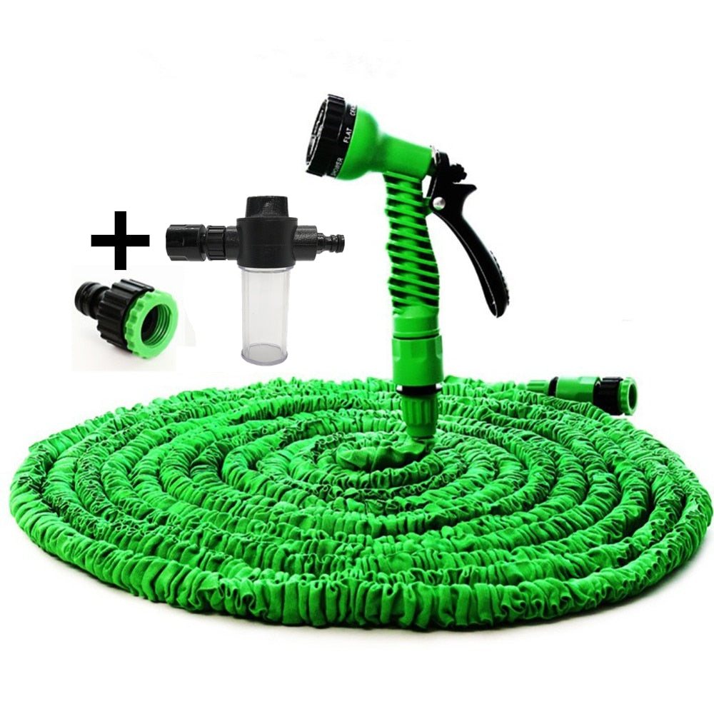 Tuyau d'arrosage extensible Magic Garden avec enrouleur - Connecteur EU/US Green With Foam Pot