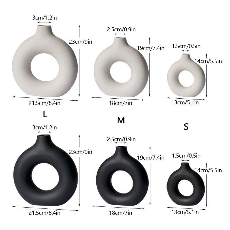 Vase en céramique creux carré et circulaire Vilead