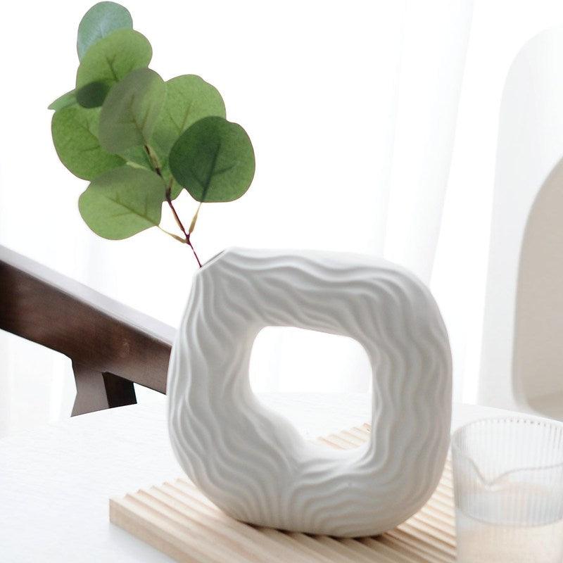Vase en céramique creux carré et circulaire Vilead