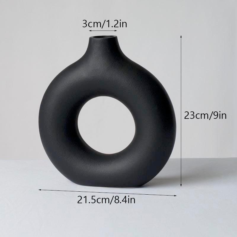 Vase en céramique creux carré et circulaire Vilead black L