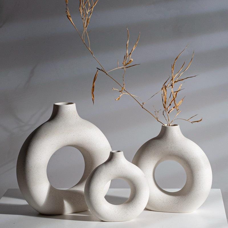 Vase en céramique creux carré et circulaire Vilead