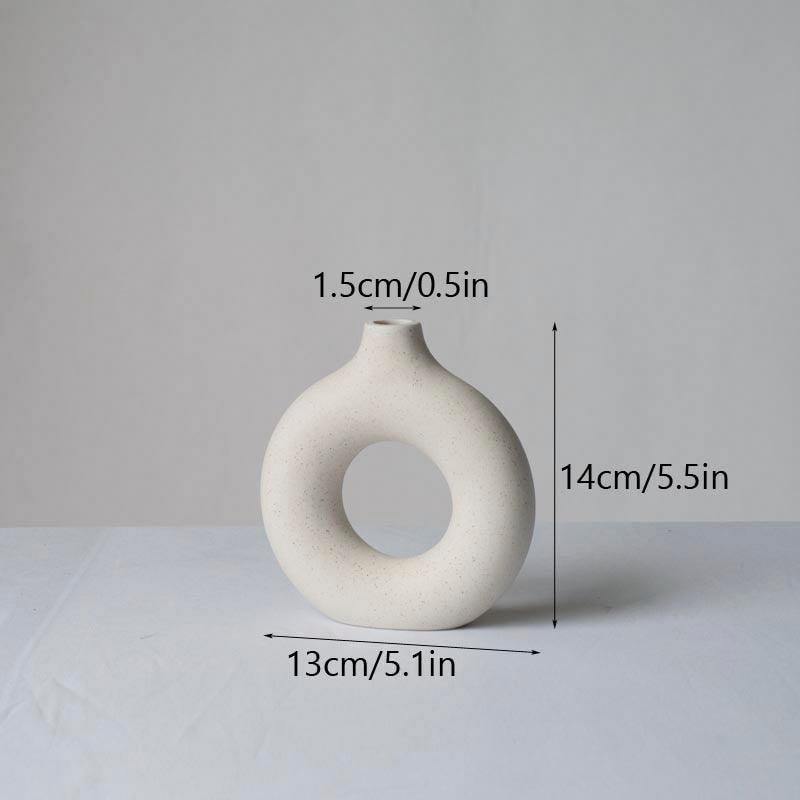 Vase en céramique creux carré et circulaire Vilead white S