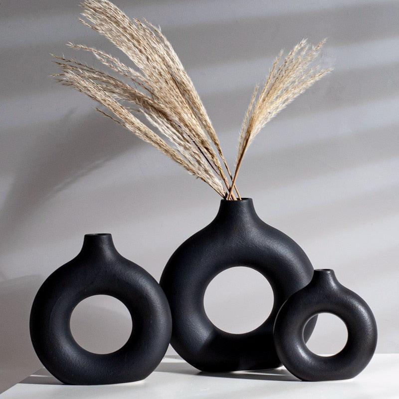 Vase en céramique creux carré et circulaire Vilead