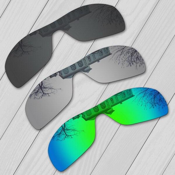 "Verres de remplacement polarisés E.O.S pour lunettes de soleil Oakley Batwolf OO9101 Black-Silver-Green