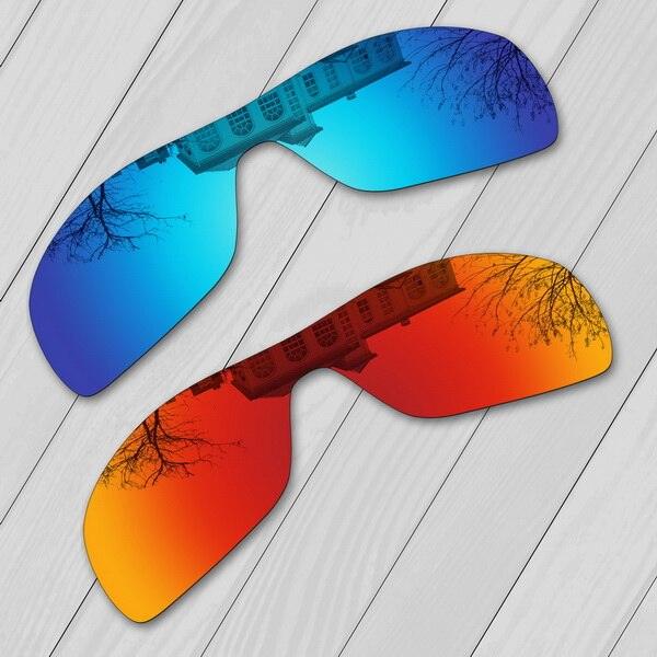 "Verres de remplacement polarisés E.O.S pour lunettes de soleil Oakley Batwolf OO9101 Fire Red-Ice Blue