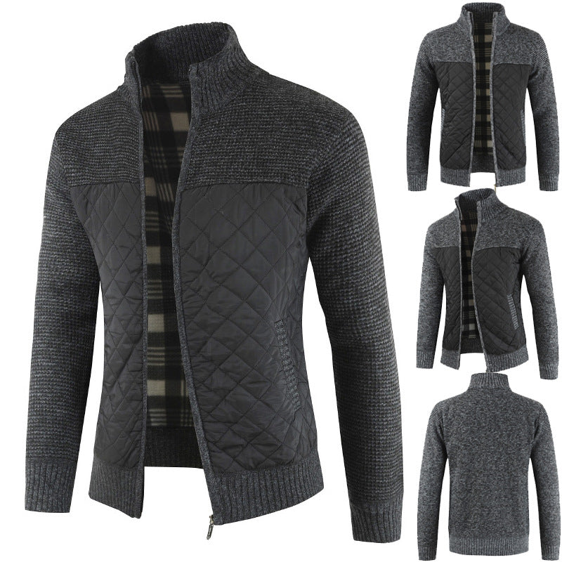 "Veste Tricotée Rembourrée en Velours pour Homme - AOMshop"