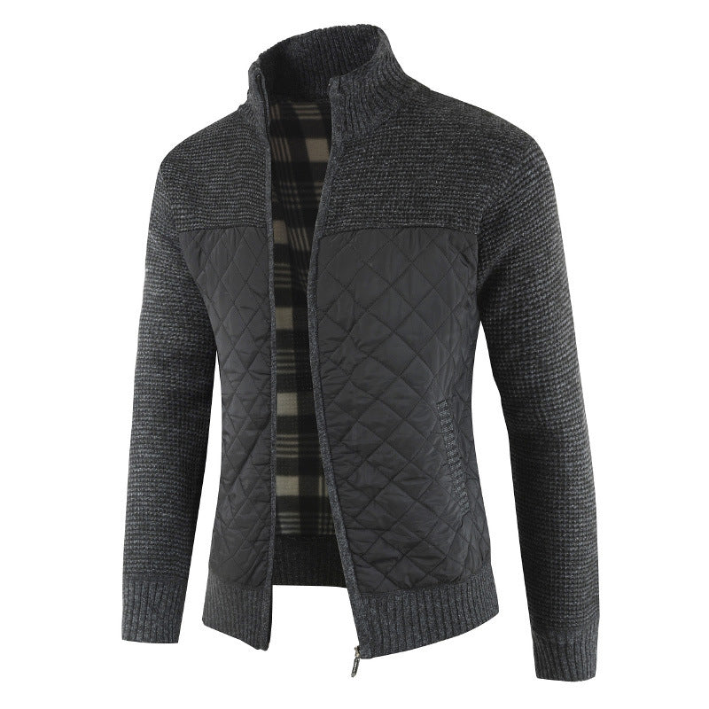 "Veste Tricotée Rembourrée en Velours pour Homme - AOMshop" Black