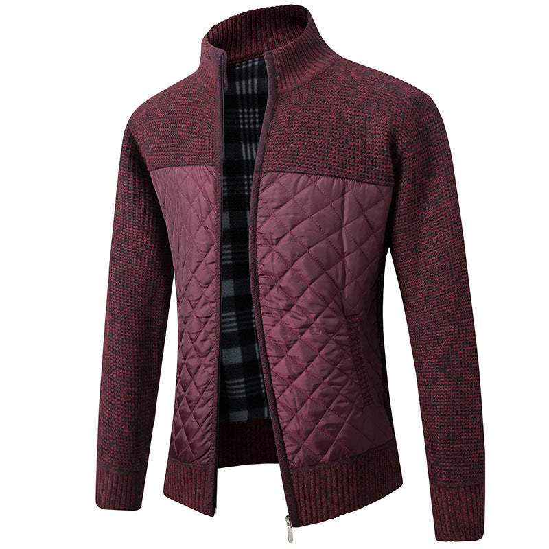 "Veste Tricotée Rembourrée en Velours pour Homme - AOMshop" Red