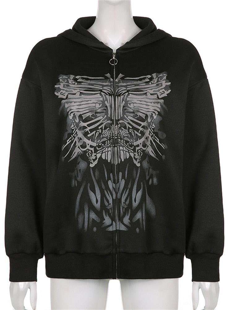 "Veste à capuche Butterfly Print Grunge pour femme - Style Fairycore"
