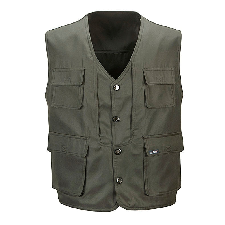 "Veste de travail pour homme, Gilet tactique en maille solide, Multi-poches, 2021" LD4 army green