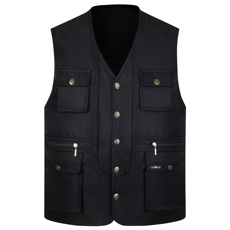"Veste de travail pour homme, Gilet tactique en maille solide, Multi-poches, 2021" LD9 black