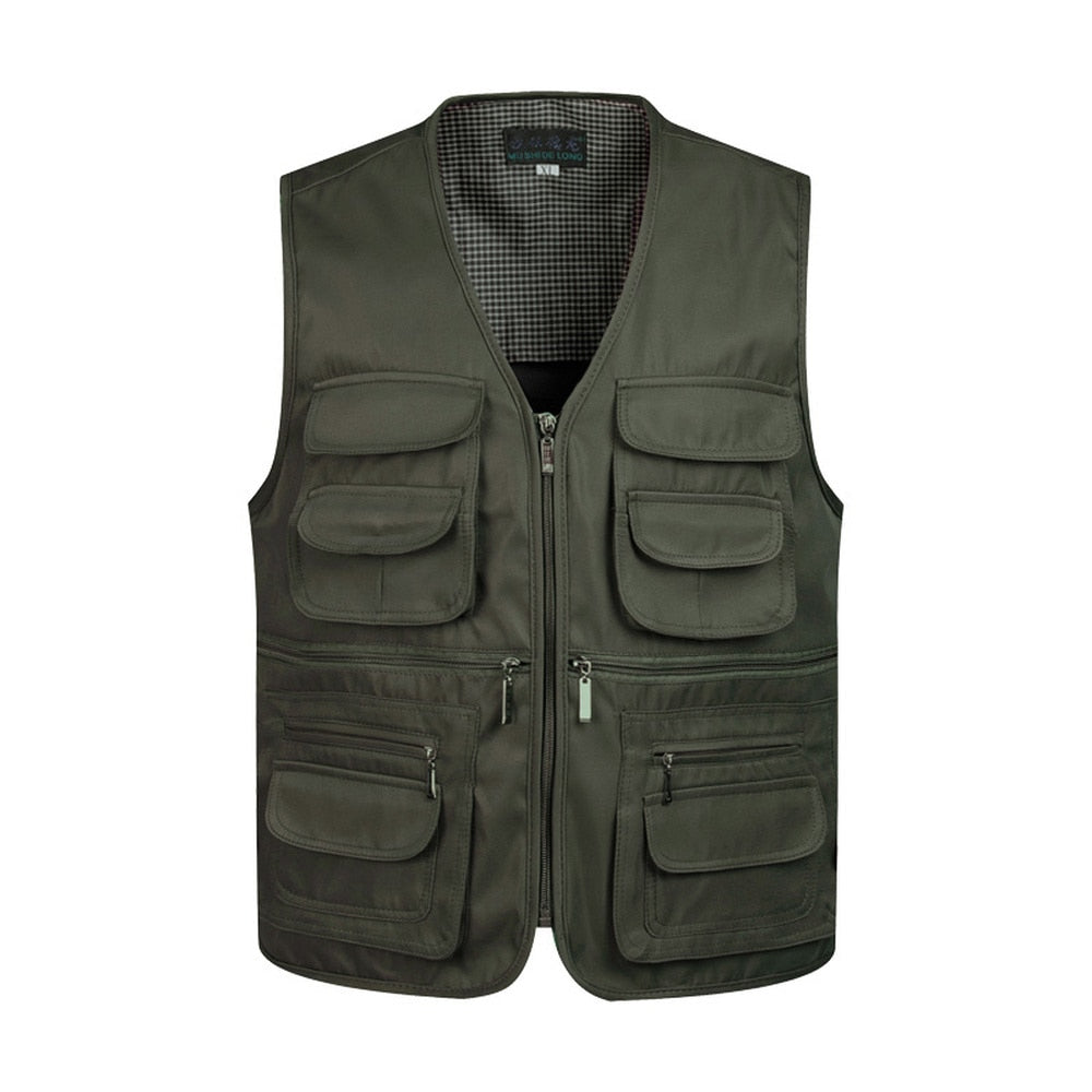 "Veste de travail pour homme, Gilet tactique en maille solide, Multi-poches, 2021"