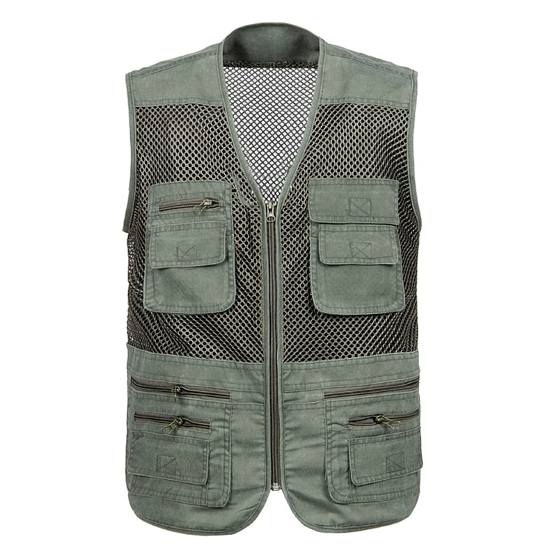 "Veste de travail pour homme, Gilet tactique en maille solide, Multi-poches, 2021" Army Green vest