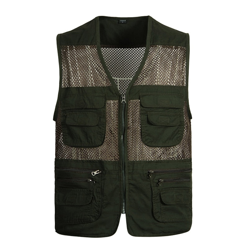 "Veste de travail pour homme, Gilet tactique en maille solide, Multi-poches, 2021" 05 Deep army green