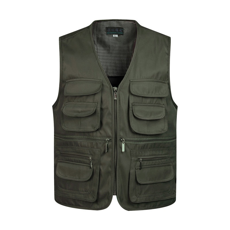 "Veste de travail pour homme, Gilet tactique en maille solide, Multi-poches, 2021" Army Green