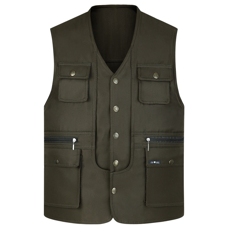 "Veste de travail pour homme, Gilet tactique en maille solide, Multi-poches, 2021" LD9 army green
