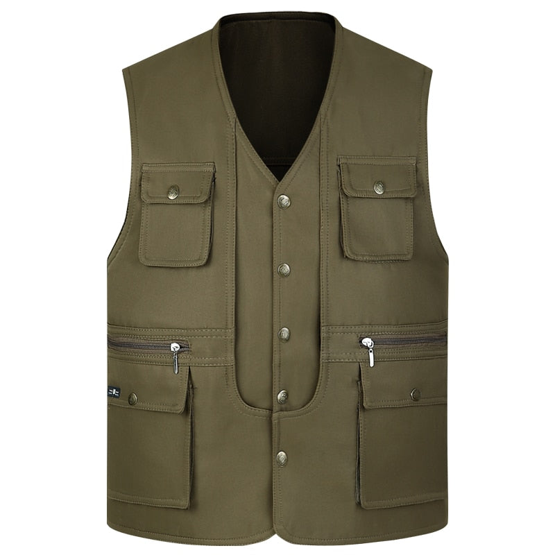 "Veste de travail pour homme, Gilet tactique en maille solide, Multi-poches, 2021" LD9 Khaki