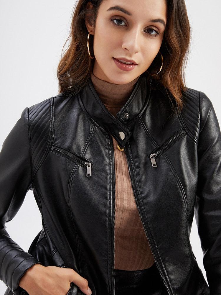 Veste en cuir femme printemps-automne