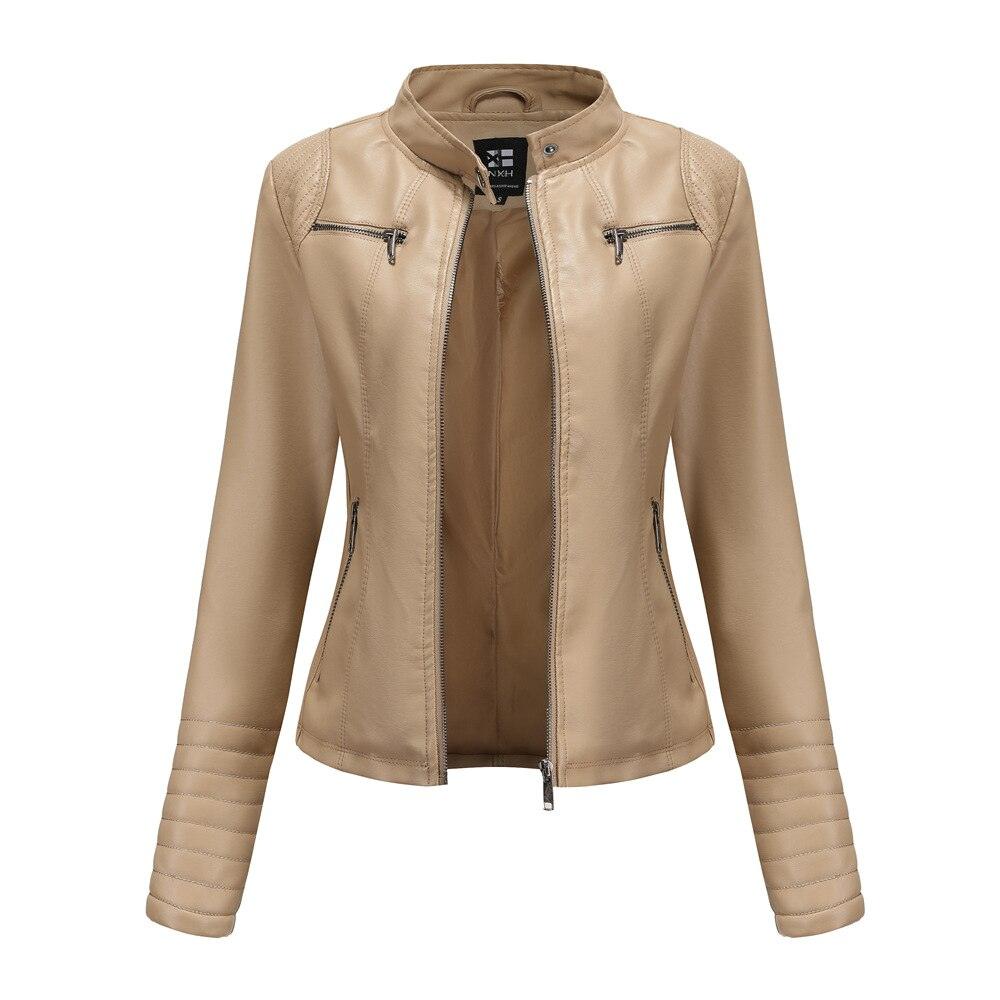 Veste en cuir femme printemps-automne Apricot