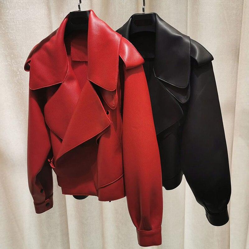 Veste en simili-cuir pour femmes, style motard vintage, automne punk streetwear
