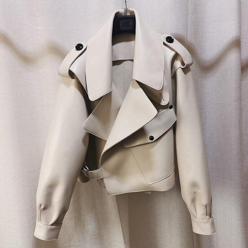Veste en simili-cuir pour femmes, style motard vintage, automne punk streetwear