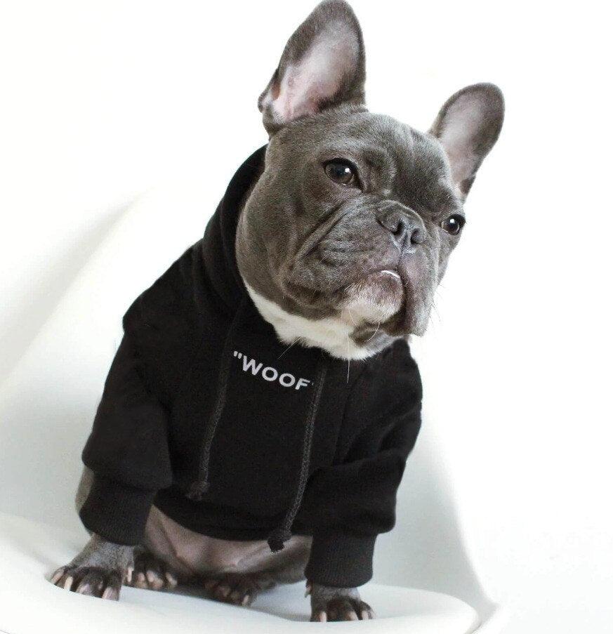 "Vêtements pour chien Bouledogue Français : Hoodie Adidog Retro Sportif" Black White
