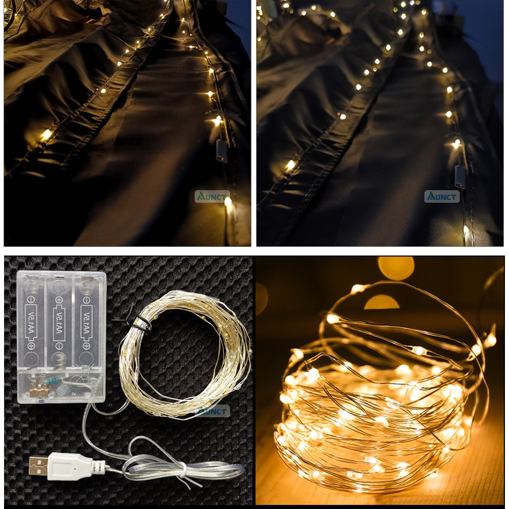 "Voile d'ombrage en triangle 3x3x3M avec lumières LED, toile étanche pour jardin et terrasse"