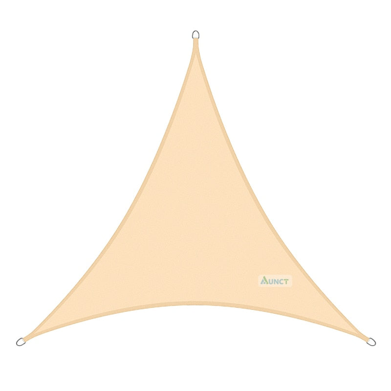 "Voile d'ombrage en triangle 3x3x3M avec lumières LED, toile étanche pour jardin et terrasse" Beige