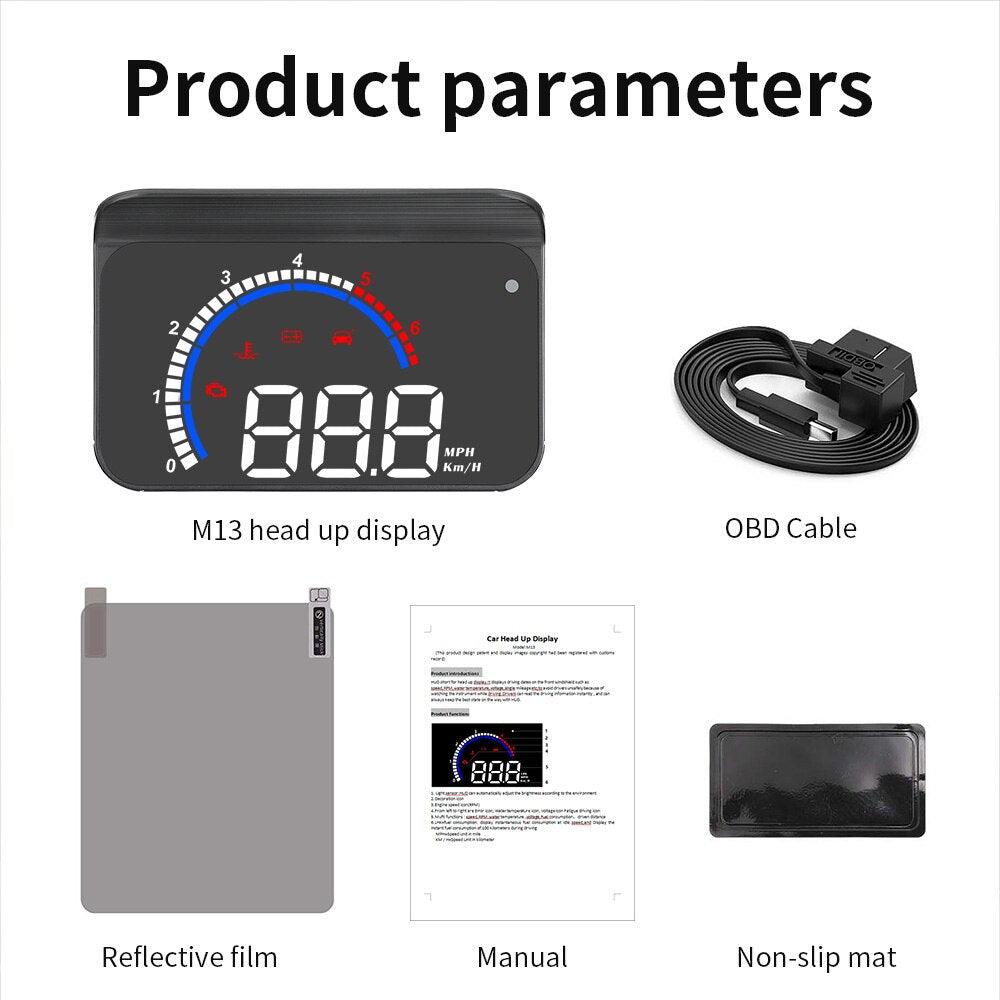 WiiYii M13 HUD OBD2 - Affichage tête haute pour voiture
