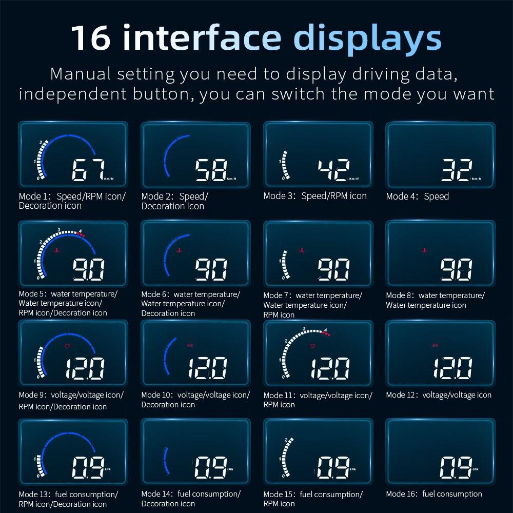WiiYii M13 HUD OBD2 - Affichage tête haute pour voiture