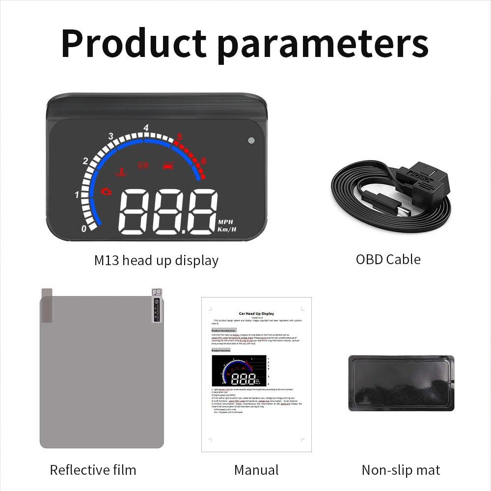 WiiYii M13 HUD OBD2 - Affichage tête haute pour voiture Default Title