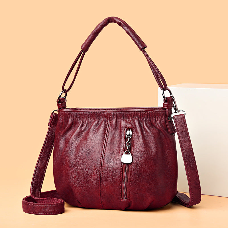 Achetez Maintenant la Mode Femme Sac Bandoulière Rétro Multi-Couches de Grande Capacité | AOMshop Wine Red