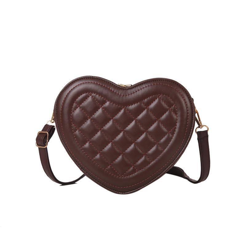 Achetez Maintenant le Sac à Bandoulière Femme Forme d'Amour avec Rhombus et Couleur Unie | AOMshop