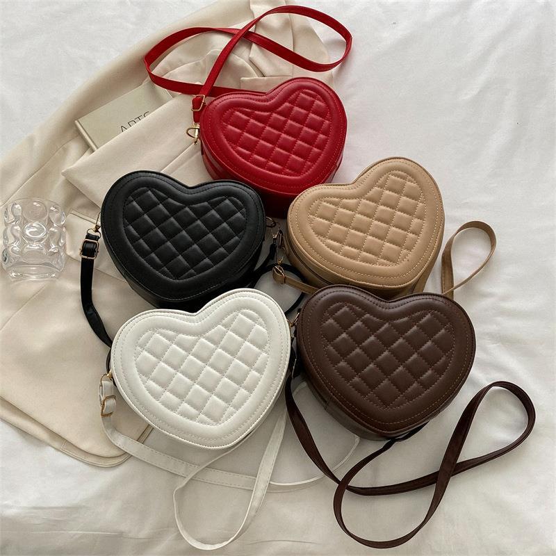 Achetez Maintenant le Sac à Bandoulière Femme Forme d'Amour avec Rhombus et Couleur Unie | AOMshop