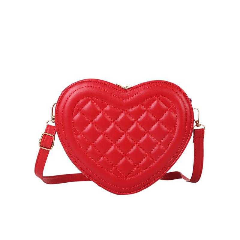 Achetez Maintenant le Sac à Bandoulière Femme Forme d'Amour avec Rhombus et Couleur Unie | AOMshop