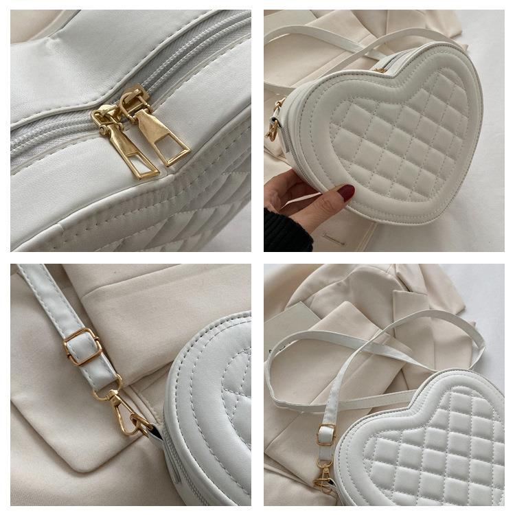 Achetez Maintenant le Sac à Bandoulière Femme Forme d'Amour avec Rhombus et Couleur Unie | AOMshop