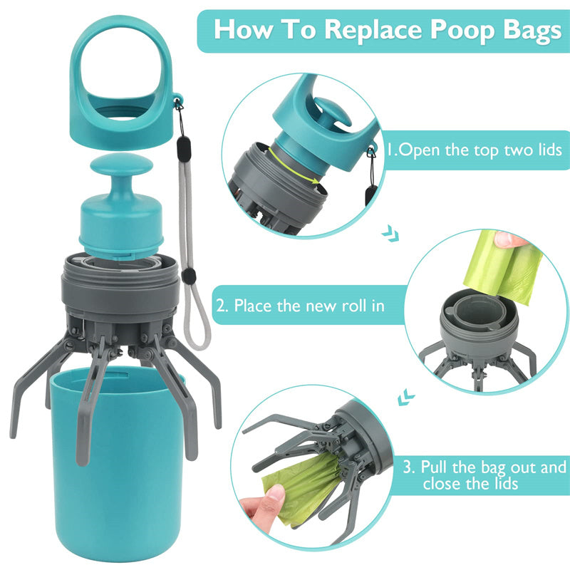 Portable Dog Pooper Scooper avec Distributeur de Sac de Crotte Intégré - AOMshop