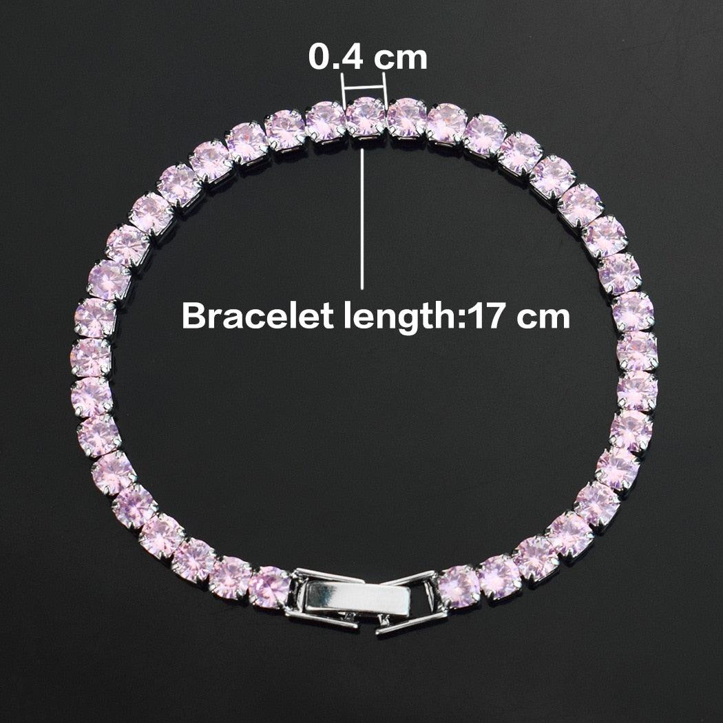 bracelet tennis micro-serti de zircons 4mm pour femmes et hommes