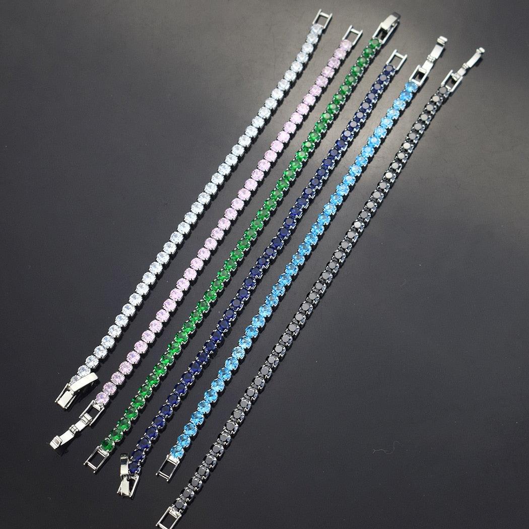 bracelet tennis micro-serti de zircons 4mm pour femmes et hommes