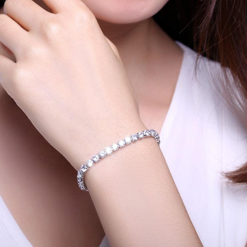 bracelet tennis micro-serti de zircons 4mm pour femmes et hommes