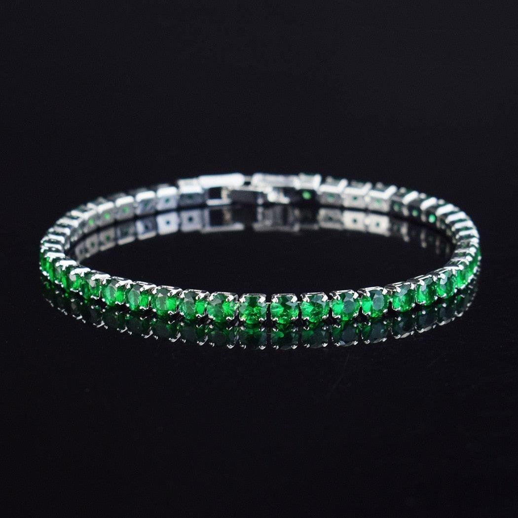 bracelet tennis micro-serti de zircons 4mm pour femmes et hommes Green