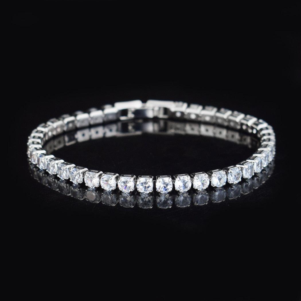 bracelet tennis micro-serti de zircons 4mm pour femmes et hommes White