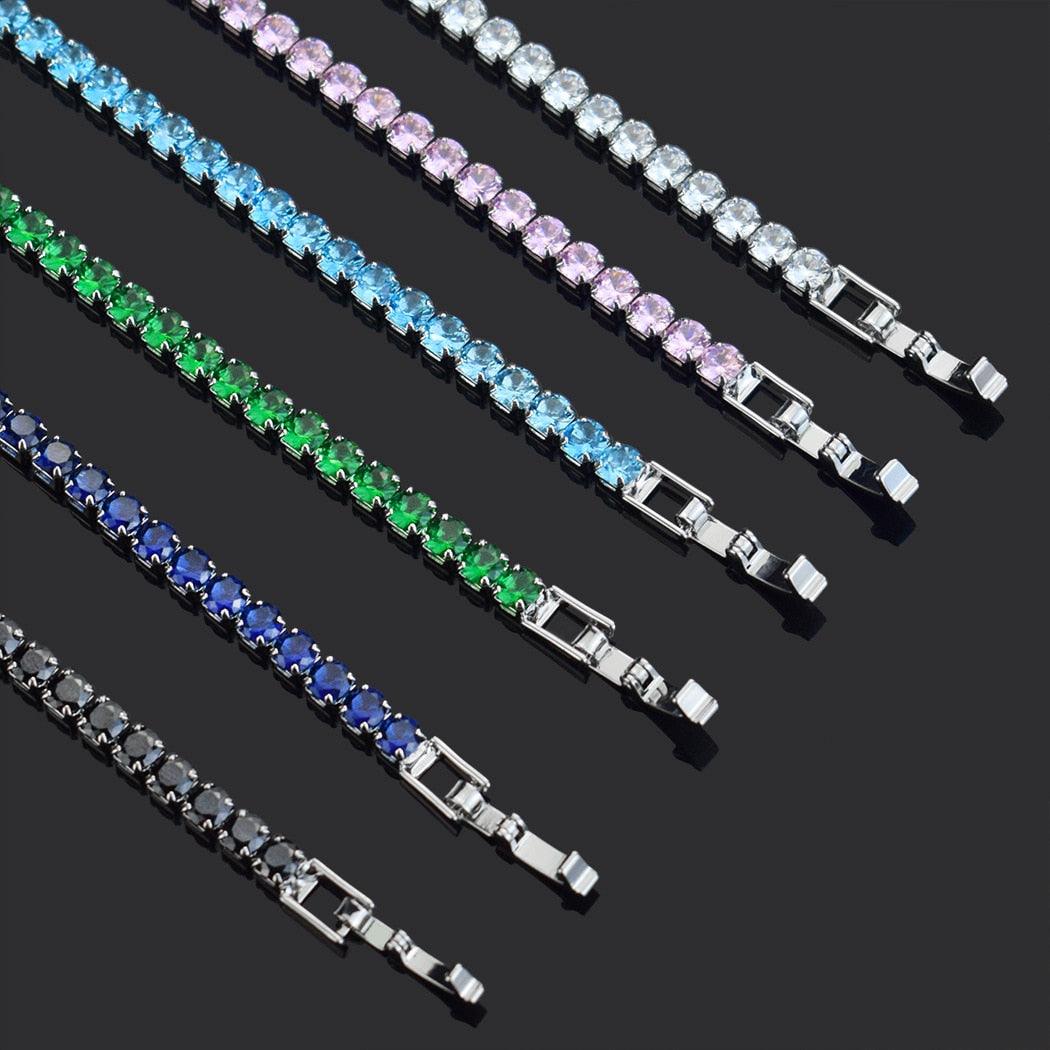 bracelet tennis micro-serti de zircons 4mm pour femmes et hommes
