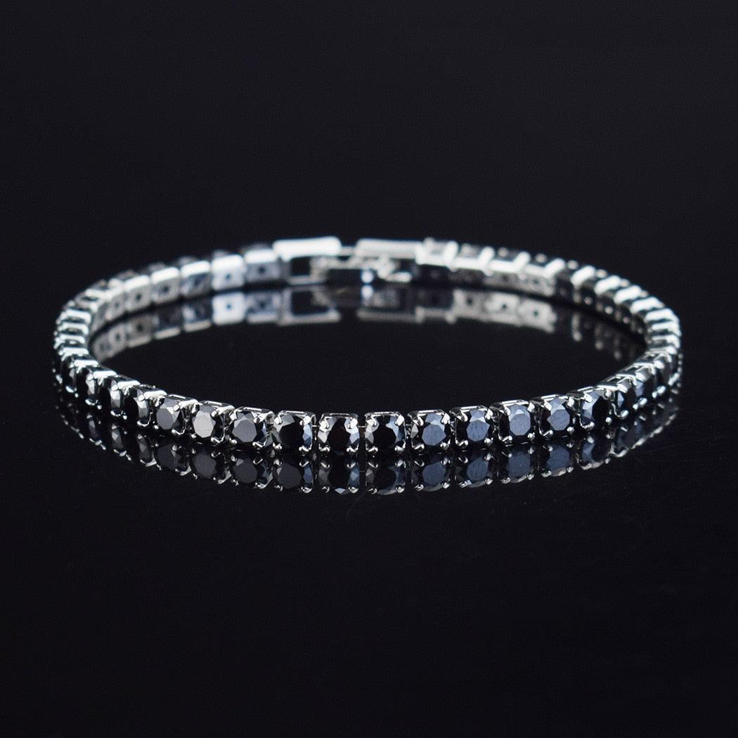 bracelet tennis micro-serti de zircons 4mm pour femmes et hommes Black